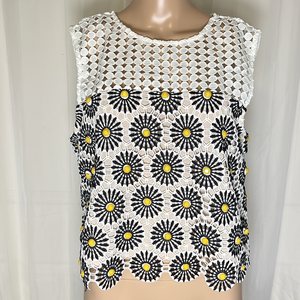Endless Rose Black and White Boxy Cropped Tank